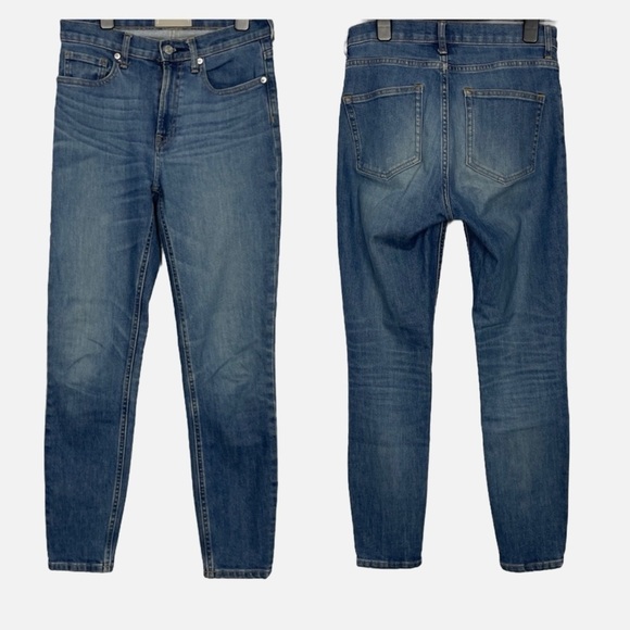 Everlane Jeans Denim Size 27 Regular Medium Blue Faded Whiskered Tapered - Picture 1 of 8